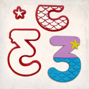 Deniz Kızı Rakam 3 Detaylı Kurabiye Kalıp Seti 3 Parça