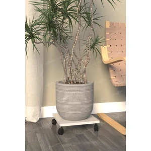 Tekerlekli Saksı Damacana Tüp Altlığı Beyaz Mdf Altlık 4 Teker Saksılık Tekerli Sehpa Mutfak 30CM