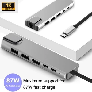 VİZY10 Macbook Pro Air Dizüstü Bilgisayar Uyumlu USB Type-C 6 ın 1 Hub Dönüştürücü Çevirici Çoklayıcı USB Hdmı Micro Sd 6 Girişli