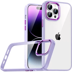Apple iPhone 14 Pro Kılıf Flora Eloktroplatin Butonlu Özel Koruyucu Arka Kapak Lila Telefon Kılıfı
