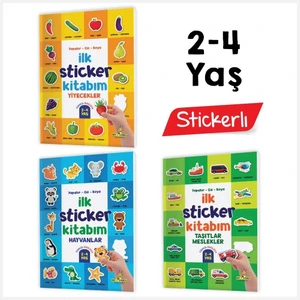 Yükselen Zeka 2-4 Yaş Ilk Sticker Kitabım Yapıştır-Çiz-Boya (Taşıtlar Hayvanlar Yiyecekler)