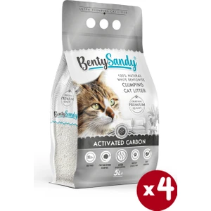 Aktif Karbonlu Topaklanan İnce Taneli Kedi Kumu 5lx4