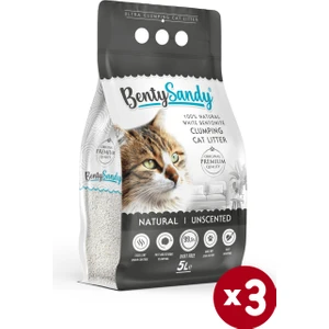 Naturel Kokusuz Topaklanan İnce Taneli Kedi Kumu 5lx3