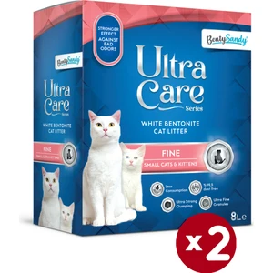 Ultra Care Series Küçük ve Yavru Kediler İçin Topaklanan İnce Taneli Kedi Kumu 8lx2