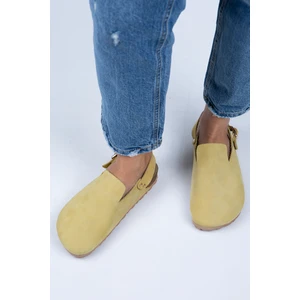 Holly Kadın Deri Kemerli Tokalı Sarı - Gold Sandalet