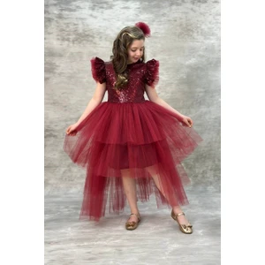 Abiye Kids Kız Çocuk Pullu Katkat Kuyruklu Elbise ABY745 Özel Olaylar İçin Şık Tarz