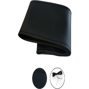 Honda Civic Sedan 2017-2019 Uyumlu Deri Direksiyon Kılıfı, Dikmeli Siyah Dikişli