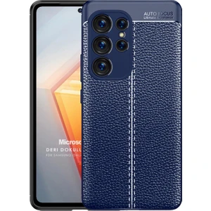 Samsung Galaxy S23 Ultra Kılıf Deri Dokulu Silikon Lacivert