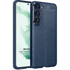 Samsung Galaxy S23 Plus Kılıf Deri Dokulu Silikon Lacivert