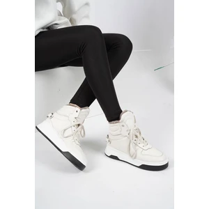 Hakiki Deri Kürklü Bej Kadın Sneaker Bot 222114204