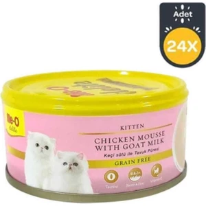Me-O Tahılsız Kıyılmış Tavuklu ve Keçi Sütlü Yavru Kedi Konservesi 80 gr x 24 Adet