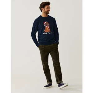 Marks & Spencer Saf Pamuklu Yılbaşı Temalı Sweatshirt