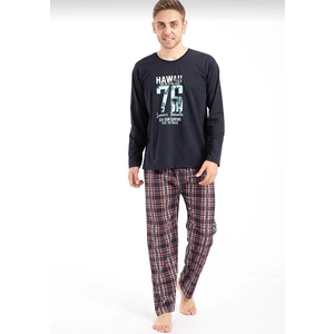Over Pazar Erkek Baskılı Pijama Takımı Uzun Kollu Erkek Pijama Takımı Uzun Kollu Pijama Takımı Erkek Pijaması Lacivert