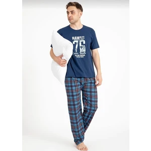 Over Pazar Erkek Baskılı Pijama Takımı Kısa Kollu