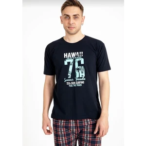 Over Pazar Erkek Baskılı Pijama Takımı Kısa Kollu
