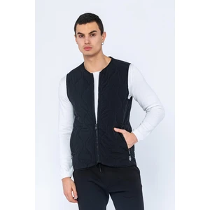 Erkek Regular Fit Bomber Yaka Fermuarlı Çok Cepli Kapitone Spor Yelek