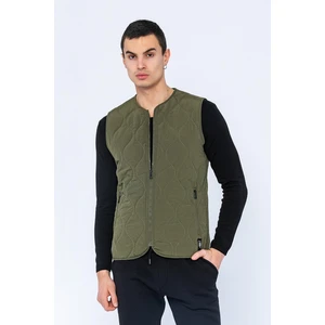 Erkek Regular Fit Bomber Yaka Fermuarlı Çok Cepli Kapitone Spor Yelek