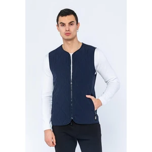 Erkek Regular Fit Bomber Yaka Fermuarlı Çok Cepli Kapitone Spor Yelek