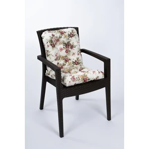 Neva Pofidik Çiçekli Arkalıklı Sandalye Minderi Özel Dikişli Bağcıklı 44X94 cm