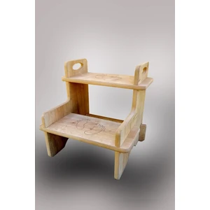 Çok Amaçlı İki Basamaklı Merdiven Taburesi - 18mm Melamin Kaplı MDF, Montessori Tasarımı, Yüksek Taşıma Kapasitesi