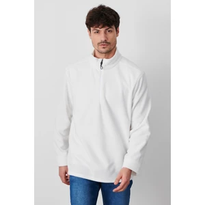 Altınyıldız Classics Erkek Beyaz Anti-pilling Tüylenme Yapmayan Standart Fit Dik Yaka Soğuk Geçirmez Polar Sweatshirt