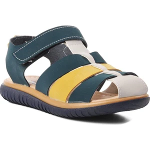 Ayakmod Şng 1500-F Lacivert Nubuk-Sarı-Krem Erkek Çocuk Sandalet