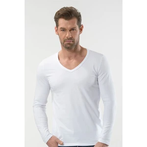Erkek V Yaka Uzun Kollu Tshirt Beyaz 1166