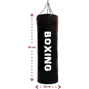 Zincirli Suni Deri 80 cm x 30 cm Hazır Dolu Boks Kum Torbası