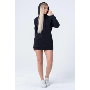 Lacivert Uzun Sweatshirt Elbise Tunik Uzun Kollu Yandan Cepli