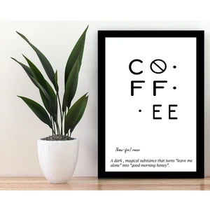 Trend Poster Coffee Siyah Çerçerve Görünümlü Duvar Tablosu Retro Ahşap Poster