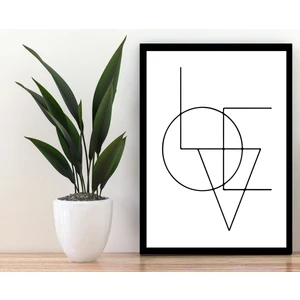 Trend Poster Love Yazılı Siyah Çerçerve Görünümlü Duvar Tablosu Retro Ahşap Poster