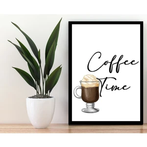 Trend Poster Coffee Siyah Çerçerve Görünümlü Duvar Tablosu Retro Ahşap Poster