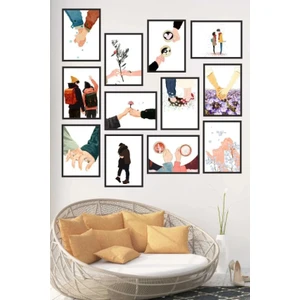 Trend Poster Aşk Set  Retro Ahşap Poster
