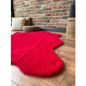 Saraz Halı Tavşan Tüyü Post Peluş Ultra Yumuşak Post Puffy Kırmızı