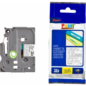 Brother P-Touch TZE-135 12MM x 8m Şeffaf Üzerine Beyaz Muadil Laminasyon Etiket Şeridi