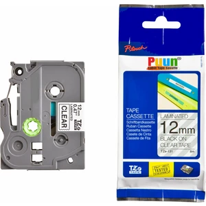 Brother P-Touch TZE-131 12MM x 8m Şeffaf Üzerine Siyah Muadil Laminasyon Etiket Şeridi