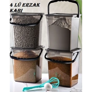 4 Lü Erzak Saklama Kabı Un Şeker Bakliyat Deterjan Kutusu 6lt