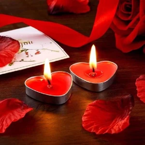 16 Adet Tea Light Kalpli Mum Kırmızı Mum Tealight Mum Kalpli Mum Kırmızı Kalpli Mum Romantik Dekor Mum