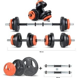 22 kg Grip Plate Multifonksiyonel Turuncu Siyah Halter Seti ve Dambıl Seti