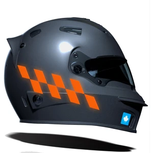 Çınar Extreme Floresan Turuncu Damalı Kask Motosiklet Sticker Takımı Çınar Extreme