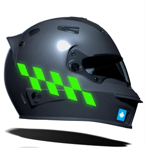 Çınar Extreme Floresan Yeşil Damalı Kask Motosiklet Sticker Takımı Çınar Extreme