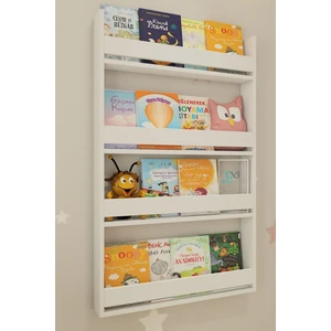Sanal Mobilya Montessori Çocuk Odası Eğitici Kitaplık 4 Rafl Beyaz Kitaplık