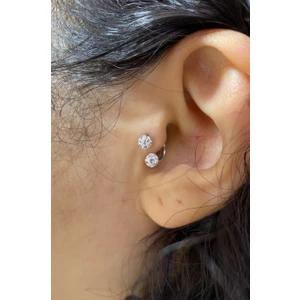 Ares Collection Cerrahi Çelik Iki Ucu Taşlı Tragus Helix Kıkırdak Burun Piercing