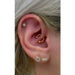 Ares Collection Cerrahi Çelik Gold Renkiki Ucu Top Yarım Halka Piercing
