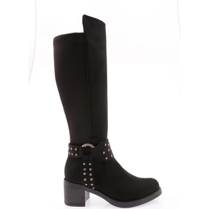 707-22K Kadin Bilek Tokali Zincir Detayli Arkasi Stretch Topuklu Çizme