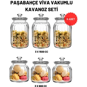 6 Lı Paşabahçe Viva Vakumlu Cam Kavanoz Seti