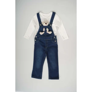 Miniko Kids Unisex Ayıcıklı Badili 2li Kot Salopet