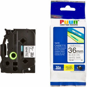 Brother P-Touch TZE-261 36MM x 8m Beyaz Üzerine Siyah Muadil Laminasyon Etiket Şeridi