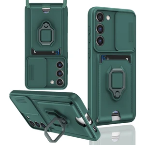M.TK Moveteck S23 Plus Kılıf Kamera Korumalı Standlı Yüzüklü Kartvizitli Ipli Silikon