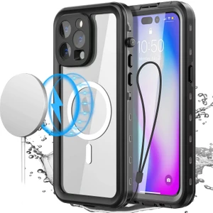 M.TK Moveteck Iphone 14 Pro Max Uyumlu Su Toz Geçirmez Magsafe Darbe Önleyici Ön ve Arkatam Koruma Kapak Waterproff Arazi ve Su Altı Çekim Için Kılıf